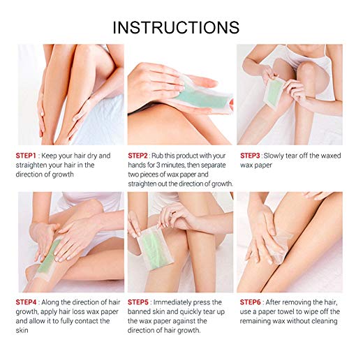 Bandas de Cera Fria Depilatoria para Depilación de Cuerpo y Piernas con Aceite de Almendras, Easy Gelwax, Pieles Sensibles, 40 Bandas