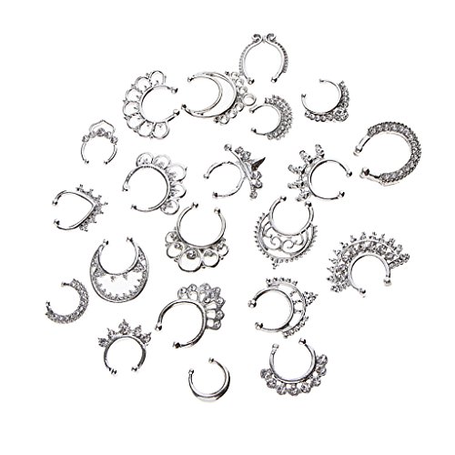 Baoblaze Anillo de Nariz No Penetrante, Adornos de Arte del Cuerpo de Seres Humanos - Plata 1