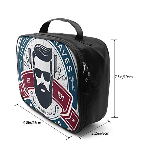 Barbershop Vintage Label Badge Maquillaje de Viaje Estuche de Tren Maquillaje Estuche cosmético Organizador Bolsa de Almacenamiento de Artista portátil para cosméticos Pinceles de Maquillaje TOI