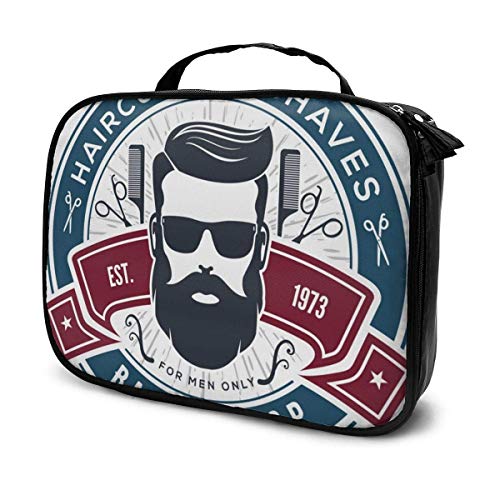 Barbershop Vintage Label Badge Maquillaje de Viaje Estuche de Tren Maquillaje Estuche cosmético Organizador Bolsa de Almacenamiento de Artista portátil para cosméticos Pinceles de Maquillaje TOI