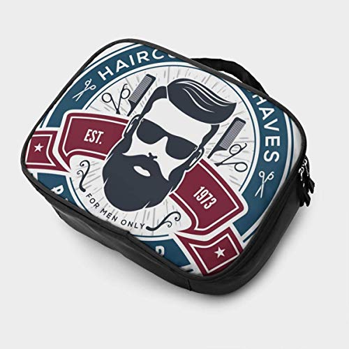 Barbershop Vintage Label Badge Maquillaje de Viaje Estuche de Tren Maquillaje Estuche cosmético Organizador Bolsa de Almacenamiento de Artista portátil para cosméticos Pinceles de Maquillaje TOI
