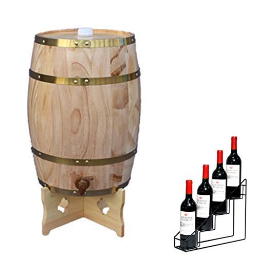 Barril de Whisky 30L Barril de Envejecimiento Vertical de Roble con Revestimiento de Papel de Aluminio con Estante para Vino Adecuado para Almacenar Vino, Vinagre, Salsa Picante Mini barril de vino