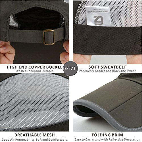 Baseball Cap,Mens Summer Hat,UPF 50+ Lightweight Outdoor Hat Foldable UV Sports Hats Quick Dry with Reflective Tape Pocket Caps Waterproof Fishing Camp Golf The Dad Hat for Women Army Green ZL78