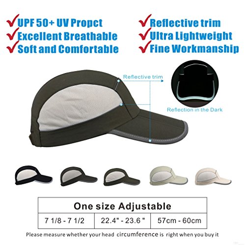 Baseball Cap,Mens Summer Hat,UPF 50+ Lightweight Outdoor Hat Foldable UV Sports Hats Quick Dry with Reflective Tape Pocket Caps Waterproof Fishing Camp Golf The Dad Hat for Women Army Green ZL78