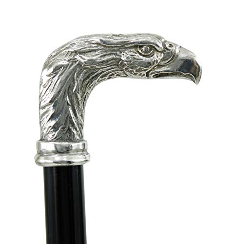 Bastón de madera y estaño águila ceremonia elegante señora por un mango de asta sólida. Adaptable, diseño Cavagnini Italia