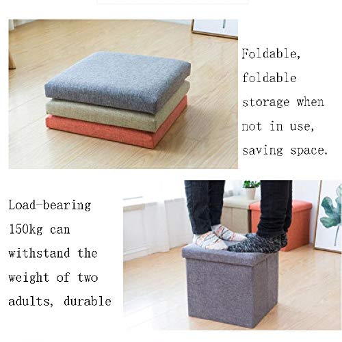 Baúl Plegable Taburete De Almacenamiento, Taburete Plegable Para Almacenaje ,Baúles De Almacenaje Banco Plegable Con Espacio De Alcenamiento Lino Storage Otomanas ( Color : Gray , Size : 76*38*38cm )