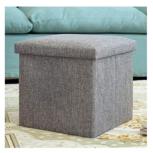 Baúl Plegable Taburete De Almacenamiento, Taburete Plegable Para Almacenaje ,Baúles De Almacenaje Banco Plegable Con Espacio De Alcenamiento Lino Storage Otomanas ( Color : Gray , Size : 76*38*38cm )