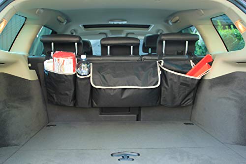 BCAuto Organizador de Maletero, Negro, Oxford 600 D Tejido, Bolso para Maletero, 3 Bolsillos y 1 Soporte para Botellas, Lavable, A*A*P: 90cm * 25cm* 12cm