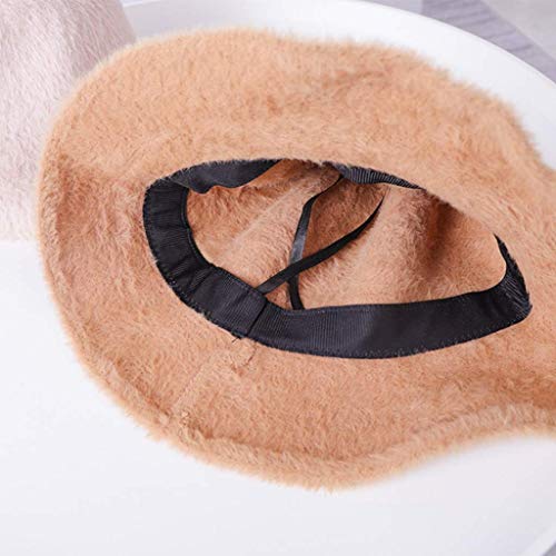 BD.Y Al Aire Libre Femenino Invierno Elegante Sombrero de Pescador De Punto Estilo Simple Tapa de Cuenca del Arco Cálido Faux Velvet Cap
