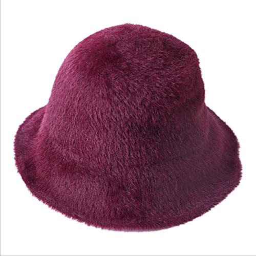 BD.Y Al Aire Libre Femenino Invierno Elegante Sombrero de Pescador De Punto Estilo Simple Tapa de Cuenca del Arco Cálido Faux Velvet Cap