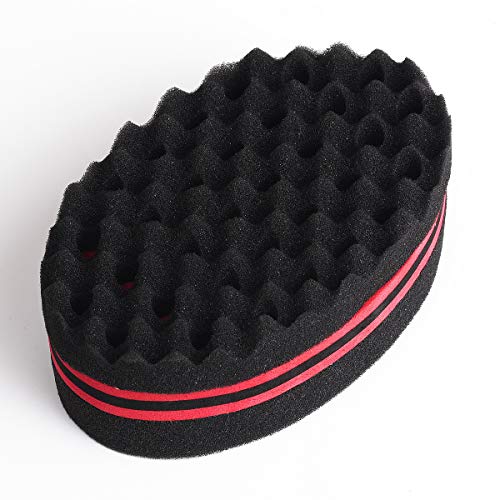 BE BIGEDDIEBIGEDDIE Big Holes Esponja para el cabello, esponja giratoria, cepillo de esponja mágica, esponja afro para rizos con peine para púas de pelo de 6,29 pulgadas, ,  Pack De 2, ,, ]