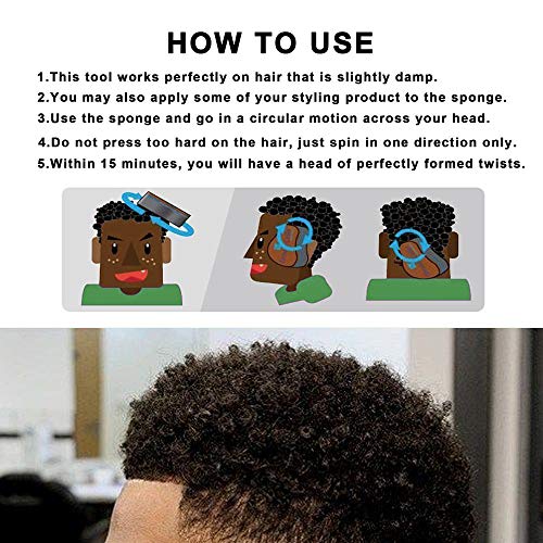 BE BIGEDDIEBIGEDDIE Big Holes Esponja para el cabello, esponja giratoria, cepillo de esponja mágica, esponja afro para rizos con peine para púas de pelo de 6,29 pulgadas, ,  Pack De 2, ,, ]