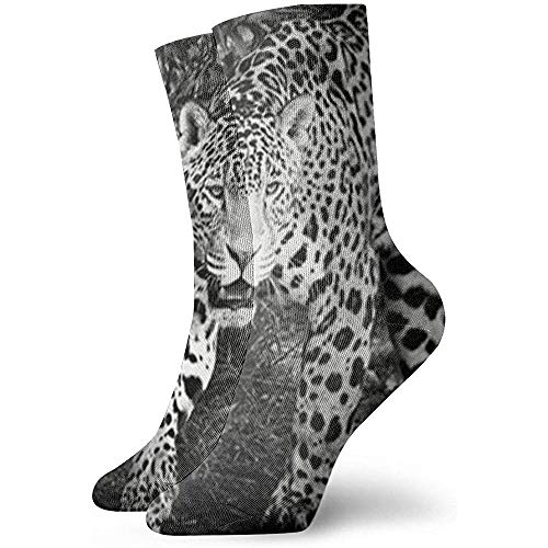 Be-ryl Calcetines Jaguar en Blanco y Negro Calcetines de Hombre y Mujer Calcetines Altos