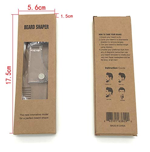 Beard Shaper Plantilla transparente para hombre con diseño de barba y peine, ideal como regalo para hombres modernos con guía de cuidado facial,Clear