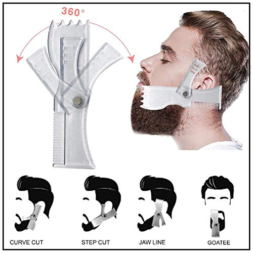 Beard Shaper Plantilla transparente para hombre con diseño de barba y peine, ideal como regalo para hombres modernos con guía de cuidado facial,Clear