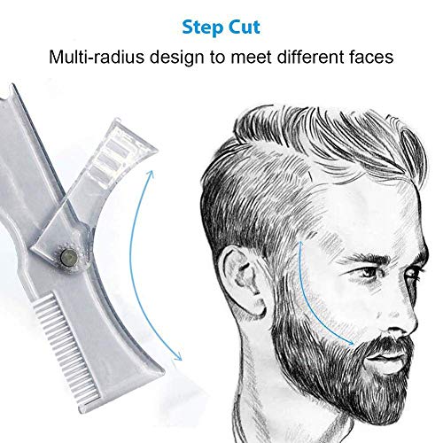 Beard Shaper Plantilla transparente para hombre con diseño de barba y peine, ideal como regalo para hombres modernos con guía de cuidado facial,Clear