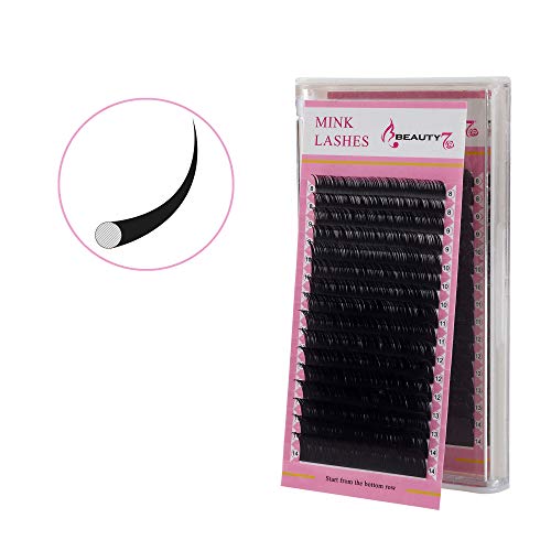 Beauty7 Mink Extensiones de Pestañas Pstizas Natural C Curl 0.20mm Pestañas Individuales Longitud Mixta de 8mm-14mm para Maquillaje Eyelashes Extensions