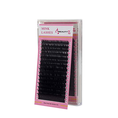 Beauty7 Mink Extensiones de Pestañas Pstizas Natural C Curl 0.20mm Pestañas Individuales Longitud Mixta de 8mm-14mm para Maquillaje Eyelashes Extensions