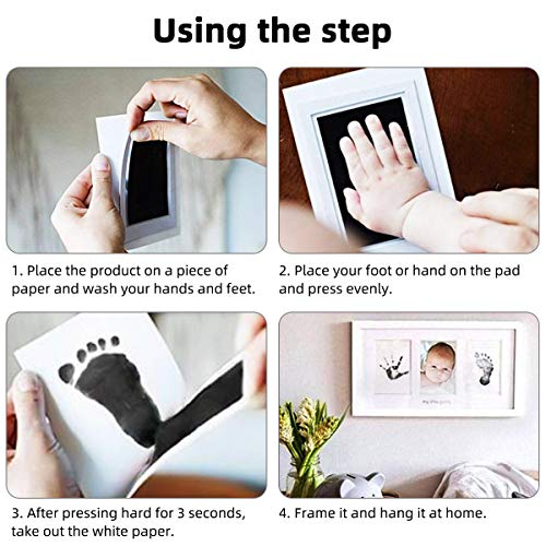 bebé Kits De Impresión De Huellas De Mano Y Pies, Richaa 2 Pcs de tinta seguras y no tóxicas para el bebé recién nacido Registro de nacimiento Shower Almohadillas Regalo de cumpleaños (Negro)