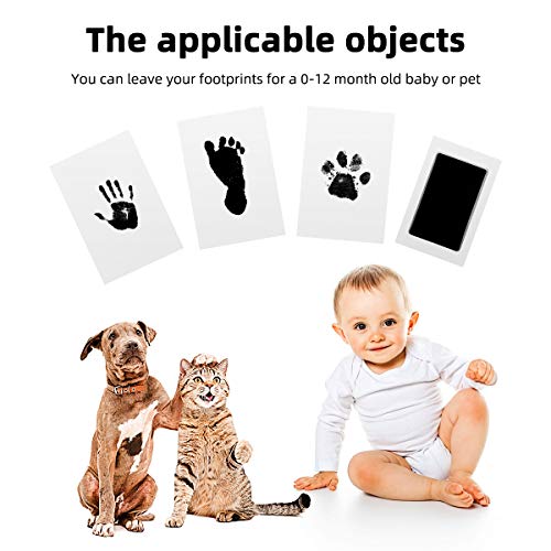 bebé Kits De Impresión De Huellas De Mano Y Pies, Richaa 2 Pcs de tinta seguras y no tóxicas para el bebé recién nacido Registro de nacimiento Shower Almohadillas Regalo de cumpleaños (Negro)