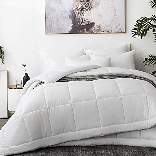 Bedsure Edredón Nórdico Relleno Cama 150/160 Doble - 240x220 cm Blanco, 150gr+300gr de Fibra Suave y Antiácaro, Reversible y Moderno para 4 Estaciones