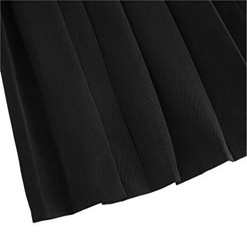 Beeck Falda elástica para mujer, cintura de estilo universitario, color negro Negro XL