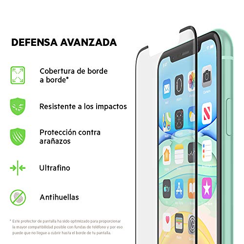Belkin ScreenForce TemperedCurve protector de pantalla para iPhone 11; protección de pantalla para iPhone 11, también compatible con iPhone XR