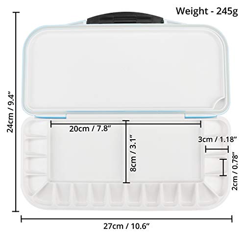Belle Vous Caja Acuarela Vacía Azul Paleta 18 Compartimentos (27 x 24 cm) Paleta Acuarela se Mantiene Húmeda Pintura Acrílica, Acuarela y Oleo - Paleta Color con (1+2) Áreas de Mezcla Adultos y Niños