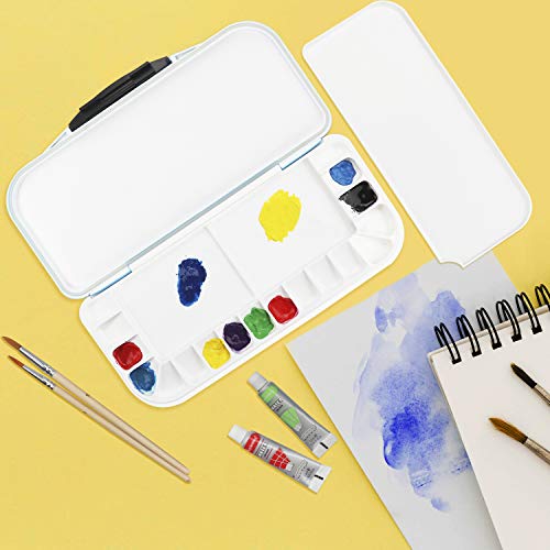 Belle Vous Caja Acuarela Vacía Azul Paleta 18 Compartimentos (27 x 24 cm) Paleta Acuarela se Mantiene Húmeda Pintura Acrílica, Acuarela y Oleo - Paleta Color con (1+2) Áreas de Mezcla Adultos y Niños