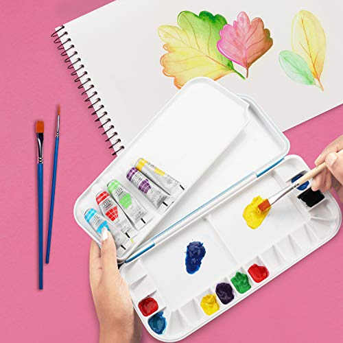 Belle Vous Caja Acuarela Vacía Azul Paleta 18 Compartimentos (27 x 24 cm) Paleta Acuarela se Mantiene Húmeda Pintura Acrílica, Acuarela y Oleo - Paleta Color con (1+2) Áreas de Mezcla Adultos y Niños