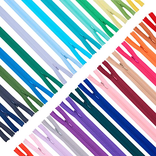 BENECREAT 150 PCS 40cm Cremallera de Nylón 30 Colores Cremallera Tailor Alcantarillado Artesania a Granel a Medida para Costura y Manualidad de Artesanía