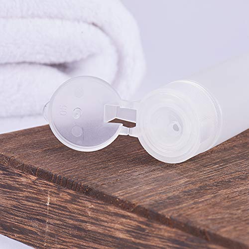 BENECREAT 8 Pack 50ml Mini Botella de Plástico Tubo Suave Cosmético Transparente Tubo de Empaquetado de Crema Champú Loción Tapa de Tirón, Blanco