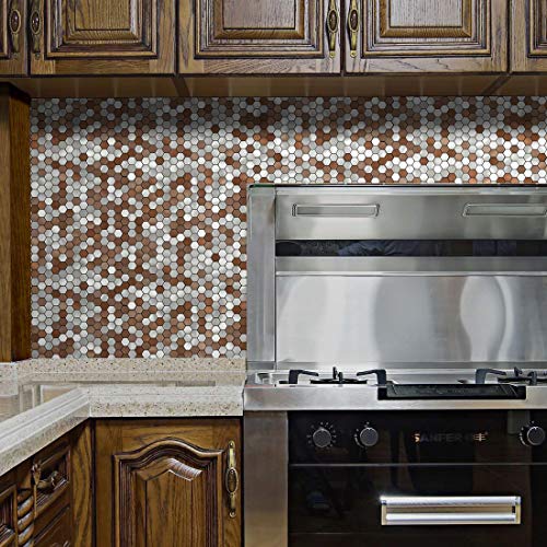 BeNice-10sheets - Adhesivo decorativo para pared (10 hojas, autoadhesivo), diseño de azulejos y azulejos