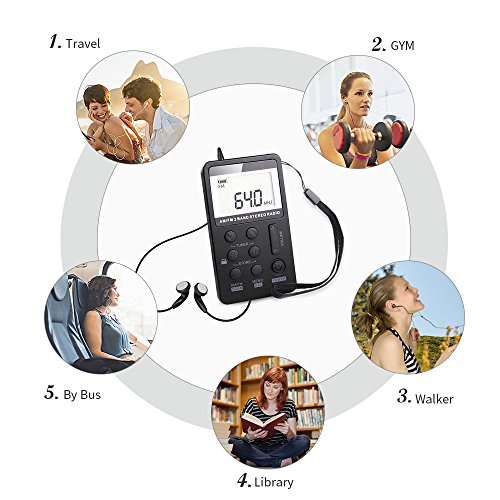 Benss Am/FM Pocket Radio Radio portátil Digital, Mini Radio pequeña con Auriculares y Recargable, para Correr, Caminar, Viajar y cocinar en casa, Regalo para Madre y Padre