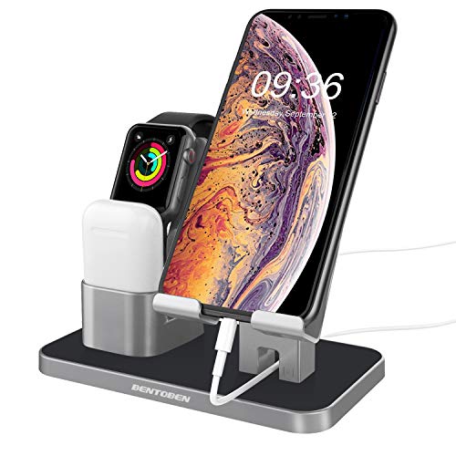 BENTOBEN Phone Stand, Watch Serie 1/2/3/4, iWatch Soporte Stand, PC Cargador Dock Soporte Docking Estación de Carga Station Soporte para iPhone/Samsung/iPad Mini/Huawei/Xiaomi ect Smartphone