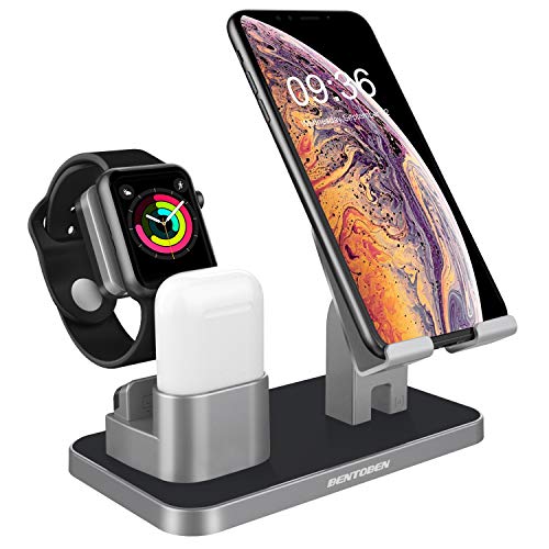 BENTOBEN Phone Stand, Watch Serie 1/2/3/4, iWatch Soporte Stand, PC Cargador Dock Soporte Docking Estación de Carga Station Soporte para iPhone/Samsung/iPad Mini/Huawei/Xiaomi ect Smartphone