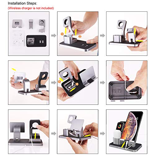 BENTOBEN Phone Stand, Watch Serie 1/2/3/4, iWatch Soporte Stand, PC Cargador Dock Soporte Docking Estación de Carga Station Soporte para iPhone/Samsung/iPad Mini/Huawei/Xiaomi ect Smartphone