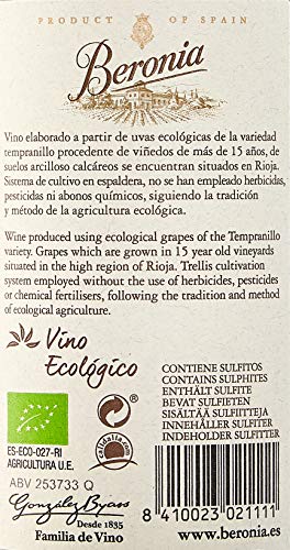 Beronia Eco Crianza - Vino D.O.Ca. Rioja - 6 Botellas de 750 ml - Total : 4500 ml