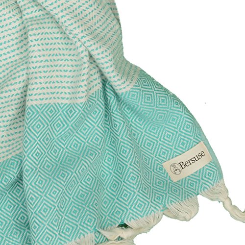 Bersuse Hierapolis XL - Toalla turca (100% algodón, 150 x 95 cm), Color Verde Menta