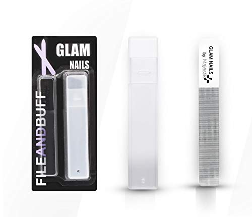 Best Glass Lima de uñas y búfer 2 en 1 Set con funda para uñas naturales saludables, cuidado de uñas alternativa al esmalte de uñas