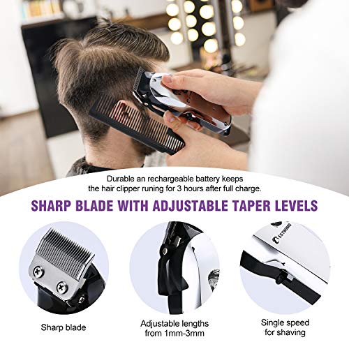 BESTBOMG Cortapelos Profesional Hombre, Barbero Electrico Cortador Pelo,Cortadora de Pelo Recargable, con batería de iones de litio de 2000 mAh, 8 peines guía coloridos, hojas de acero inoxidable