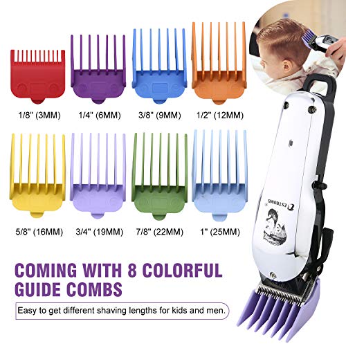 BESTBOMG Cortapelos Profesional Hombre, Barbero Electrico Cortador Pelo,Cortadora de Pelo Recargable, con batería de iones de litio de 2000 mAh, 8 peines guía coloridos, hojas de acero inoxidable