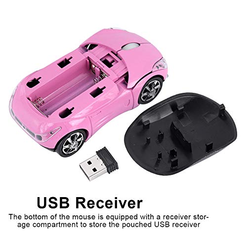 Bewinner Ratón Inalámbrico para Niños,2.4G Ratón Inalámbrico con Receptor USB,1600DPI Ratón Automóvil Ratón Óptico Bluetooth para Computadora Portátil PC Tableta Juegos Oficina Mac Windows(Rosa)