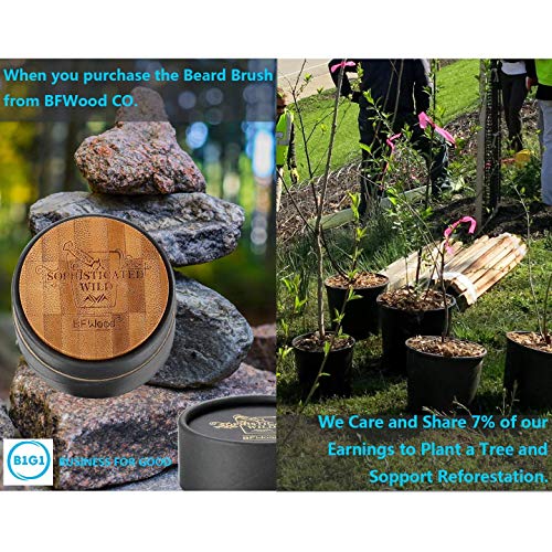 BFWood Cepillo Barba Cerdas de Jabalí con Estuche de Viaje, madera de bambú