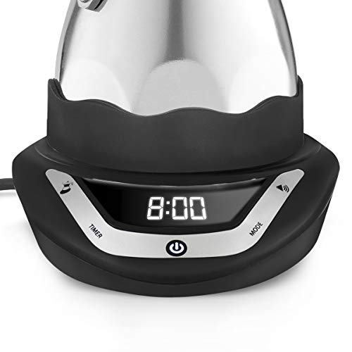 Bialetti Moka Timer- Cafetera, con Timer Incorporado, Negro/Plata, 3 tazas