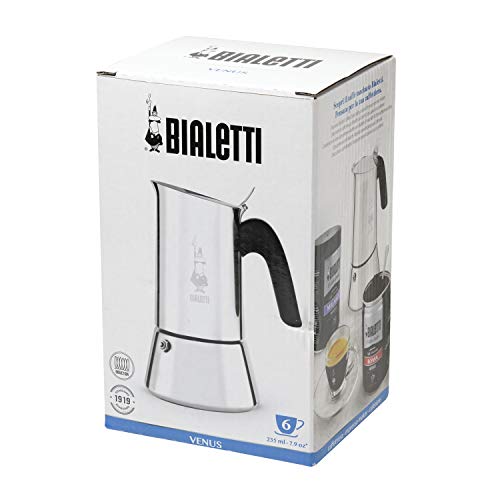 Bialetti Venus Cafetera Italiana Espresso, Acero, Plateado, 15 cm