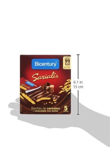 Bicentury - Sarialis - Barritas de cereales y chocolate con leche - 5 barritas x 20 g