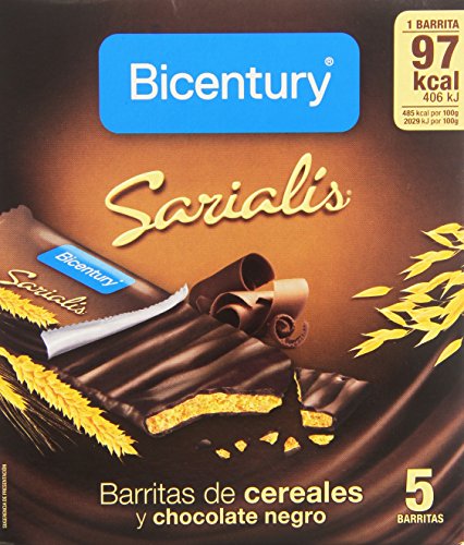 Bicentury - Sarialis - Barritas de cereales y chocolate negro - 100 g 5 barritas