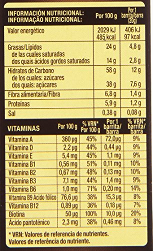 Bicentury - Sarialis - Barritas de cereales y chocolate negro - 100 g 5 barritas