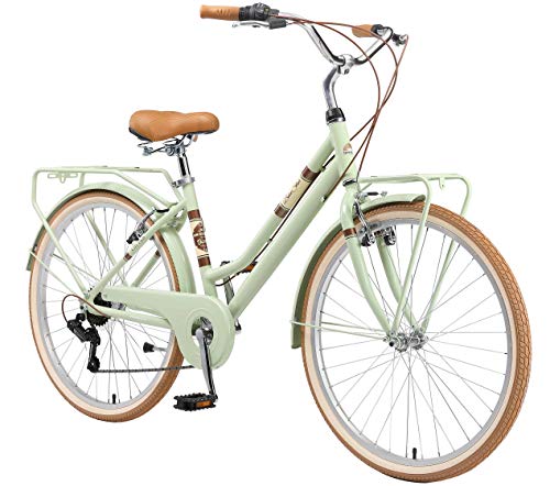 BIKESTAR Bicicleta de Paseo Rueda de 26" Pulgadas | Bici de Cuidad Urbana 7 Velocidades Vintage para Mujeres | Menta